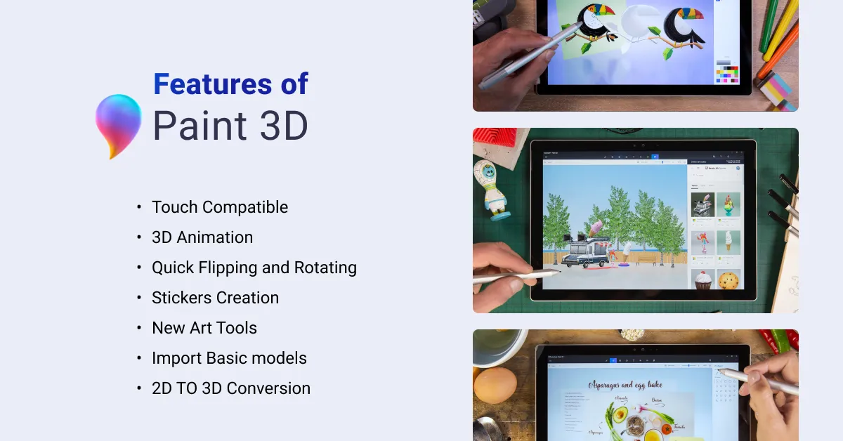 features of paint 3d